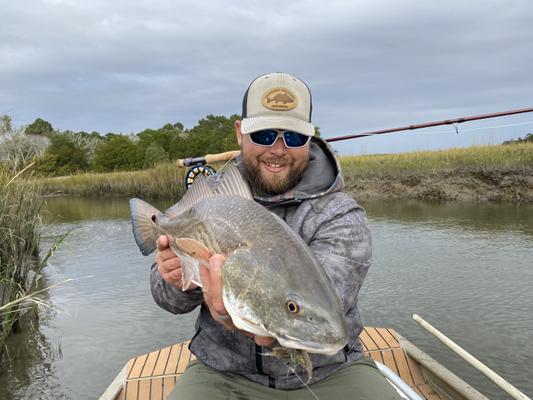 Redfish Fly Fishing Off The Coast Of Charleston Area
